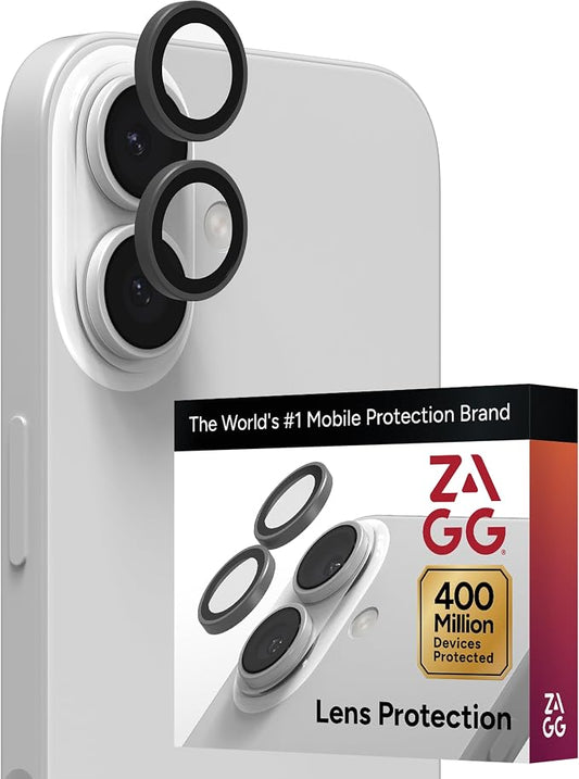 ZAGG iPhone Camera Lens Protector for iPhone 17/16/ 16 Plus - Silver, Camera Ring, Maximum Impact & Scratch Protection, Anti-Reflective Technology, Smudge-Resistant, Precise Fit, Glass Elite