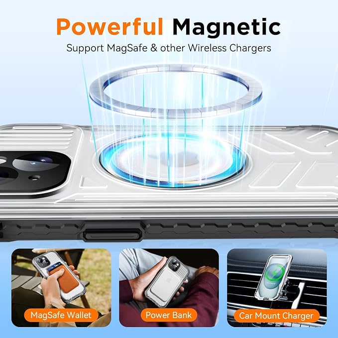 WIFORT for iPhone 15 Waterproof Case, [IP68 Underwater Dustproof][Built-in Screen][15FT Military Shockproof], 360 Full Body Sealed Protection Cover Magnetic Frosted Phone Case, 6.1" Black