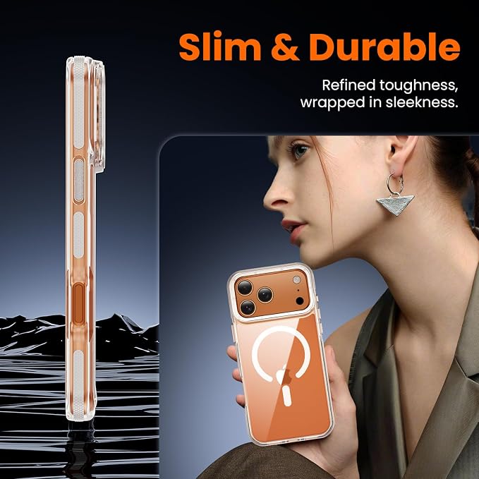 3 in 1 for iPhone 17 Pro Case Clear Bumper,Fits MagSafe, Yellowing-Resistant Acrylic Back, Shockproof Guard Corners, Military-Grade Protection for Phone Cover 6.3 inch