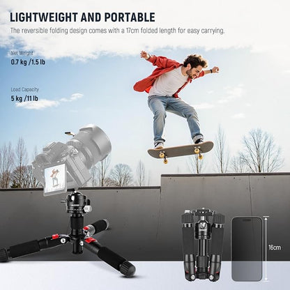 NEEWER Portable Travel Mini Tabletop Tripod, Aluminum Alloy 20''/ 50cm Desktop Desk Tripod with 360 Degree Ball Head, 1/4" Quick Shoe Plate for DSLR Camera Video Camcorder, Max Load 11 lb/5 kg