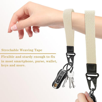 Stretchy Wristlet Keychain, Wrist Lanyard Strap Key Chain Holder to Hold Keys Wallet Phone ID Badge for Men Women