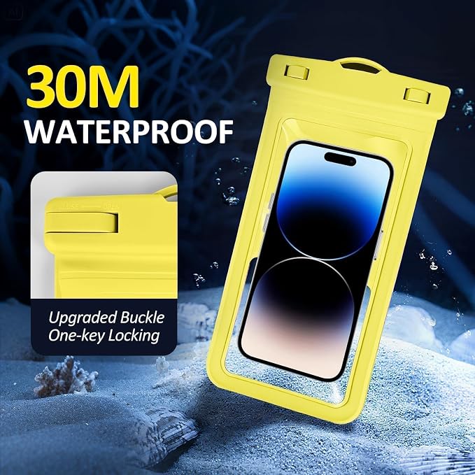 MOLOPPO Waterproof Phone Pouch, with Interior Card Holder, Large Dry Phone Case for iPhone 17 16 15 14 13 Pro Max, Beach Vacation Essentials,1 Pack,Yellow