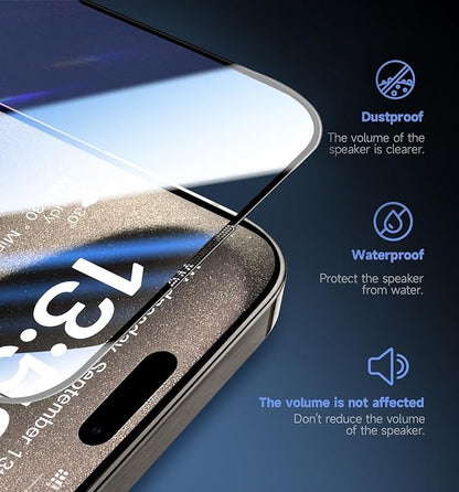 for iPhone 16 Pro Max Screen Protector, Military Grade Shatterproof 9H+ Tempered Glass, Auto Dust-Removal Installation, Full Coverage, HD Clear, Anti-Scratch, Anti-Fingerprint, No Bubble