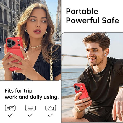 GIN FOXI Battery Case for iPhone 17 Pro Max, Rechargeable Case Charger 8500mAh Ultra-Slim Lightweight Powerful Battery Pack 15W Fast Charging Anti-Fall TPU Juice Box for 17 Pro Max (6.9") Red