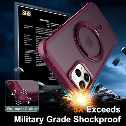 360° Magnetic Swivel Ring for iPhone 11 pro max case, Built-in Metal Stand and Ring Holder, Magsafe Compatible, Military Grade Protection, Shock and Vibration Resistant - Wine Red