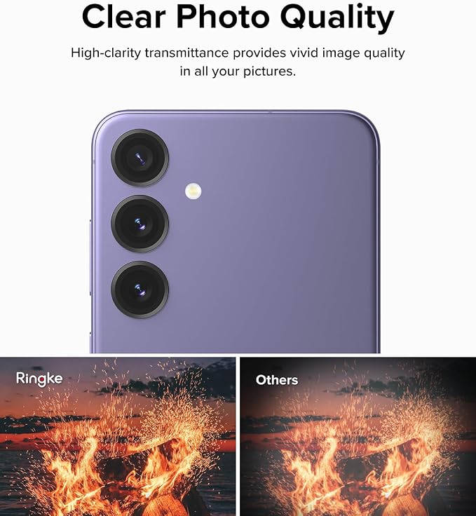Ringke Camera Lens Frame Glass Compatible with Samsung Galaxy S24 Camera Lens Protector 5G, Glass Covers and Aluminum Alloy Frames - Black