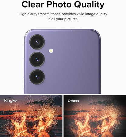 Ringke Camera Lens Frame Glass Compatible with Samsung Galaxy S24 Camera Lens Protector 5G, Glass Covers and Aluminum Alloy Frames - Black