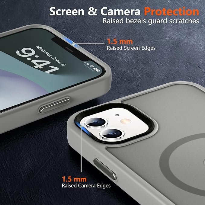MOCCA Strong Magnetic for iPhone 12 Case/iPhone 12 Pro Case, [Compatible with Magsafe][Mil-Grade Drop Protection] Slim Shockproof Translucent Protective Phone Case for iPhone 12/12 Pro, Titanium Gray