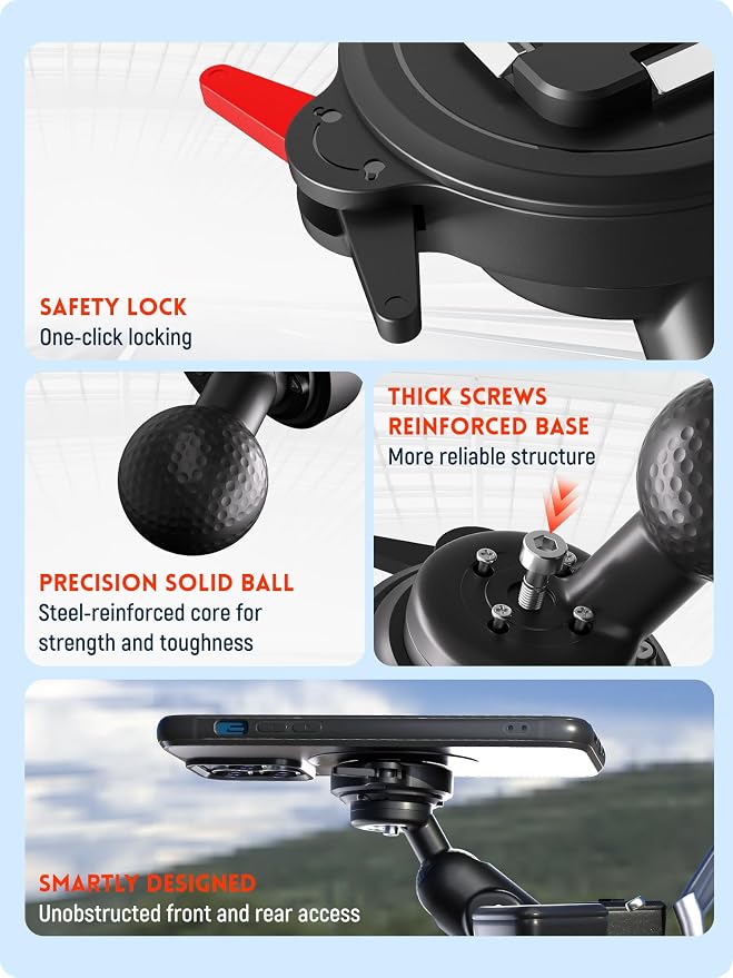 sincetop Universal 1” Ball Motorcycle Phone Mount-Series Q [ Quad ],Quick Release Motor Bike Smartphone Holder,360° Angle Adjustable,Compatible with iPhone Android and All Smartphones
