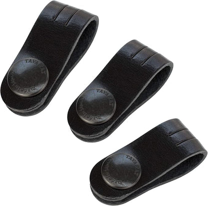 TAVARAT Cord Organizer, Long size, Cable Organizer, Charger Organizer, made in Japan, Genuine Leather, Cable Straps, (Long size, Black, set of 3)