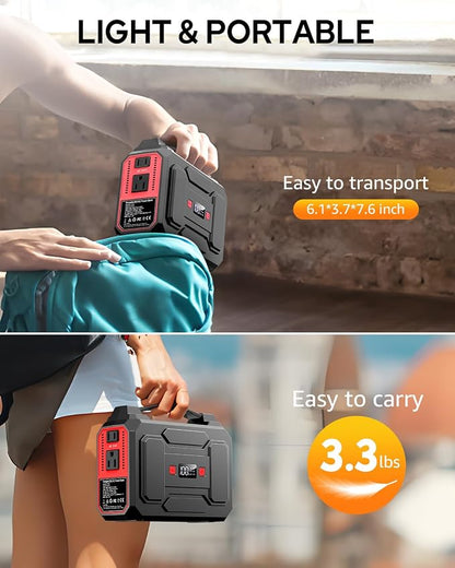 Apowking 146Wh Portable Power Station Bank 200W Peak(100W Rated) Solar Powered Power Bank with AC Outlet 110V, 39600mAh, USB QC3.0 Fasting Charging, LED Flashlights for Home Camping Emergency