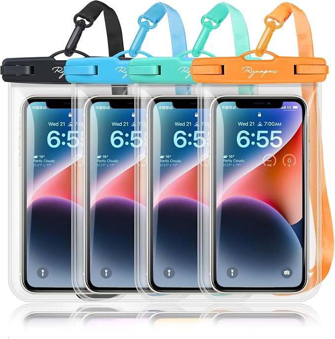 Rynapac IPX8 Waterproof Phone Pouch - 7.5in, 2 Pack Waterproof Phone Case for iPhone 16 15 Pro Max, Galaxy S26 S25+ S24+, Cellphone Dry Bag with Lanyard for Beach Vacation Travel Cruise Essentials
