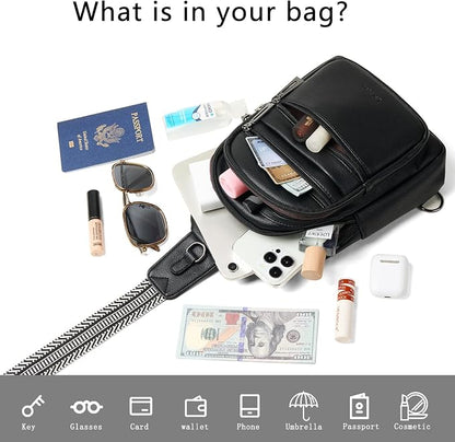 Leresas Sling Bag for Women Cross Body Bags Fanny Packs Over the Shoulder Bag Sling Backpack Vegan Leather Trendy Gifts Travel Handbag Black