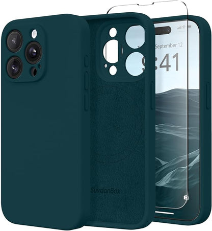 Magnetic for iPhone 14 Pro Max Case, Compatible with MagSafe, [Full Camera Protection][Screen Protector] Silicone Shockproof Protective Phone Case for iPhone 14 Pro Max 6.7", Deep Blue