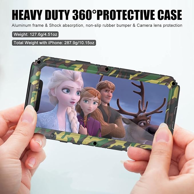 Mitywah Waterproof Case for iPhone 12, Heavy Duty Shockproof Case with Built-in Screen Protector, Full Body Underwater Protective Metal Case 6.1 inch, Camouflage