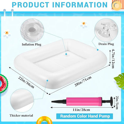 FillTouch Rectangular Inflatable Serving Bar Floating Drink Holder for Pool Inflatable Cup Holders Hot Tub Accessories, Adults Swimming Fun Drink Floats for Swimming Pool Party(White)