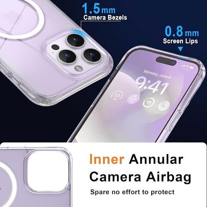 MOCCA Strong Magnetic for iPhone 15 Pro Max Case Clear, [Non-Yellowing][Compatible with Magsafe][Military Drop Protection] Slim Shockproof Protective Phone Case for iPhone 15 ProMax Case 6.7",Clear