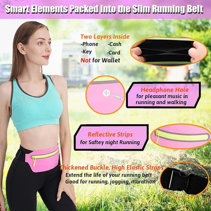 USHAKE Slim Running Belt, Ultra Light Bounce Free Waist Pouch Fitness Workout Belt Sport Waist Pack Exercise Waist Bag for Apple iPhone Samsung in Running Gym Marathon Cycling