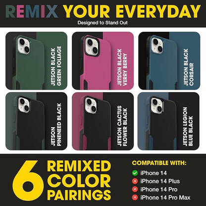 OtterBox iPhone 16e, 15, 14, & 13 Commuter Series Case - Slim & Tough, Pocket-Friendly, with Port Protection - Black/Green