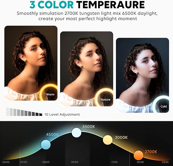 Weilisi 10" Ring Light with Stand 72'' Tall & Phone Holder,38 Color Modes Selfie Light with Tripod Stand,Stepless Dimmable/Speed LED Ring Light for iPhone & Android,YouTube, Makeup,TIK Tok