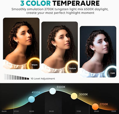 Weilisi 10" Ring Light with Stand 72'' Tall & Phone Holder,38 Color Modes Selfie Light with Tripod Stand,Stepless Dimmable/Speed LED Ring Light for iPhone & Android,YouTube, Makeup,TIK Tok