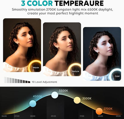 Weilisi 12'' Ring Light with Stand 72'' Tall & 2 Phone Holders,38 Color Modes Selfie Light with Tripod Stand, Big LED Ring Light for iPhone/Android/Camera,YouTube,Makeup