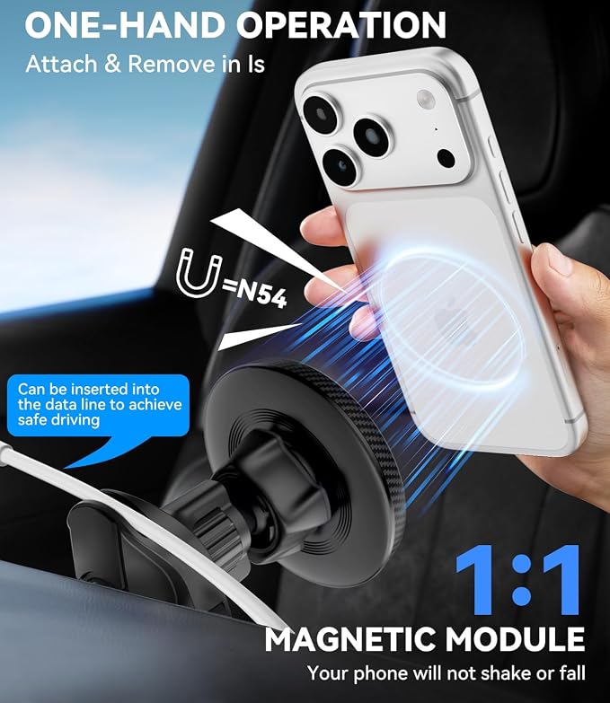for Magsafe Car Phone Mount for Mercedes Benz A/B/C/E/V/G/Class & Audi A1/A3/A3, Air Vent Car Mount Magnetic Phone Holder Compatible with iPhone 17 Pro Max 16 15 14 13 12, Black