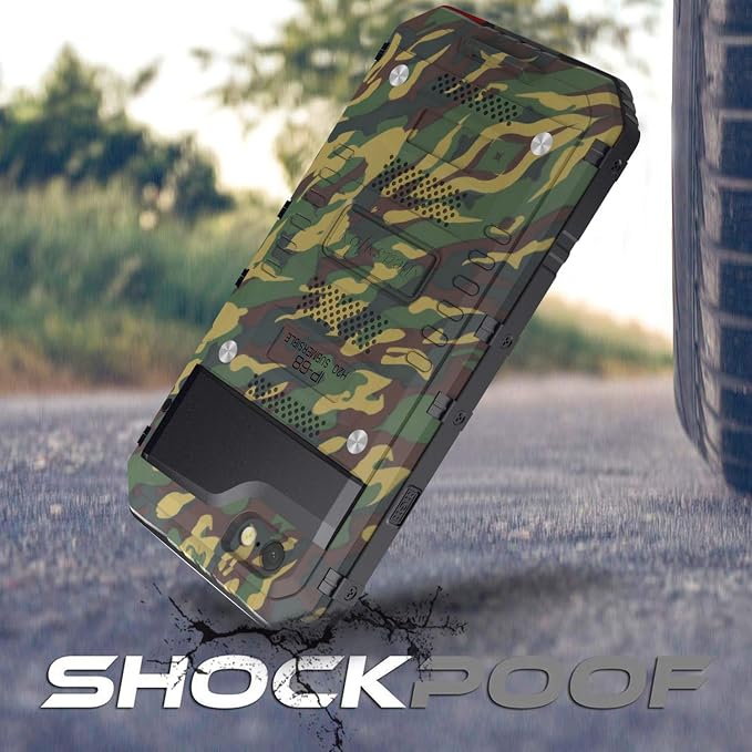 Beasyjoy for iPhone SE 2022/2020, for iPhone 7/8 Case Waterproof, Metal Heavy Duty Case with Screen Protector, Full Body Protective Military Grade Shockproof Dropproof Tough Cover, Camo