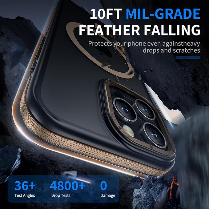 Strong Magnetic for iPhone 16 Pro Max case [10Ft Military-Grade Protection] Compatible with fit MagSafe Shockproof Slim Thin Cover case for iPhone 16 Pro Max 6.9 inch, Desert Brown
