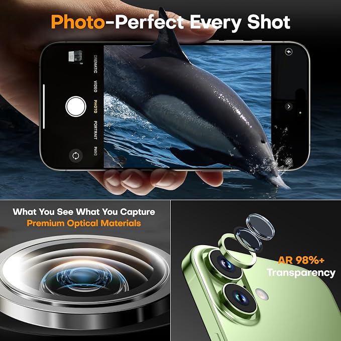 Camera Lens Protector for iPhone 17/16/16 Plus,Tempered Glass Metal Individual Camera Cover Screen[Anti-drop] Case Friendly- Sage