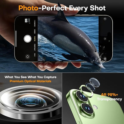 Camera Lens Protector for iPhone 17/16/16 Plus,Tempered Glass Metal Individual Camera Cover Screen[Anti-drop] Case Friendly- Sage