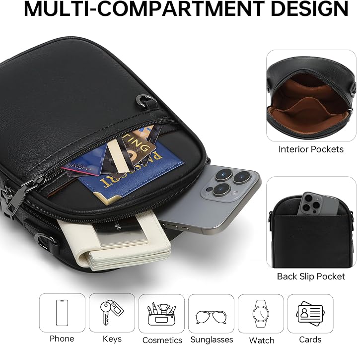 GEMIU Small Crossbody Bags for Women Trendy, Vegan Leather Cross Body Purse, Shoulder Cell Phone Purse with Built in Wallet