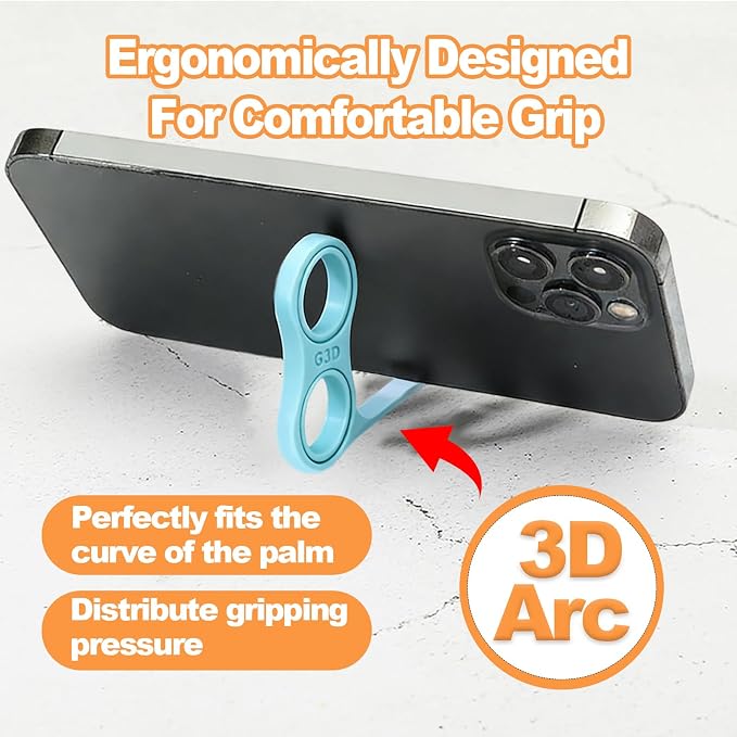 Ergonomic Finger Stand Phone Holder, Finger Phone Holder, Pinky/Ring Finger Grip Strap, Stress-Relieving Toy, Multi-Functional Design, Comfortable Grip, Easy to Carry. (White)