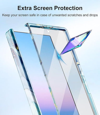 Btscase for Samsung Galaxy Z Fold 8 Ultra Case,Built in Front Screen Protector,[Compatible with MagSafe] Marble Hard PC Slim Shockproof Full Body Drop Protective Case for Z Fold 8 Ultra, Blue Cyan