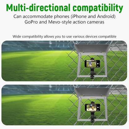 Apexion Baseball Training Equipment, Phone Stabilizer, Game Changer Fence Mount, Universal with Sunshade, Streaming kit, Phone Fence Mount (White)