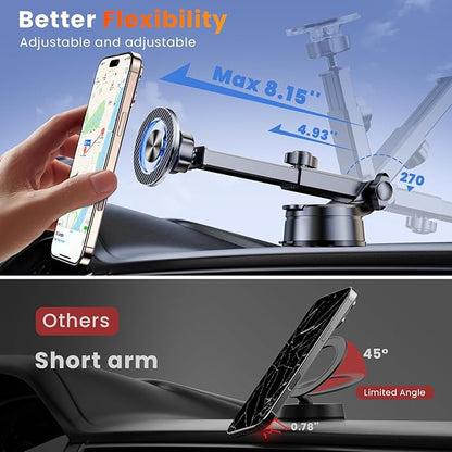for MagSafe Magnetic Phone Holder for Car [2026 Upgraded Strongest Magnet] Car Mount Cell Stand for Dashboard Windshield Vent Compatible with iPhone 17/16/15/14/13/12 Android etc-Black
