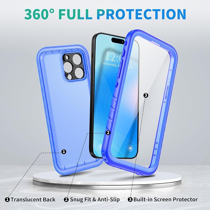 SPORTLINK for iPhone 14 Pro Max Waterproof Case - Built-in Shockproof Dustproof Screen Protector - IP68 Underwater/Military Dropproof/Full Body Protection/Cover for iPhone 14 Pro Max (6.7 Inch Blue)