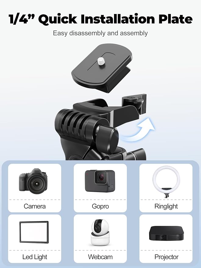 EMART 61’’ Phone Tripod Stand with Flexible Gooseneck, Portable Tripod for iPhone and Camera, Overhead Cellphone Holder with Remote for iPad Tablet Cooking Video Youtuber Vlogging Recording
