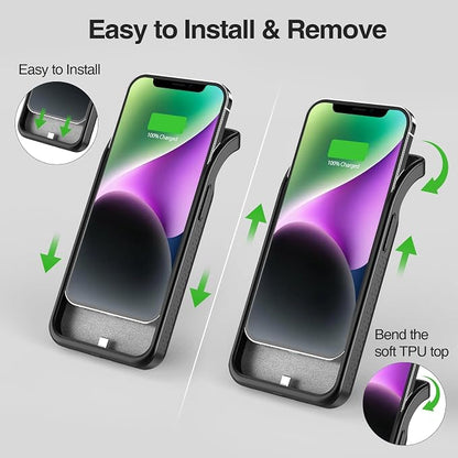 BOPPS Charging Case for iPhone 13/13 Pro/14/14 Pro 【with Stand】，Real Slim 7000mAh Portable Rechargeable Strong Protective Extended Charger Cover for iPhone 14/14 pro/13/13 pro Battery case