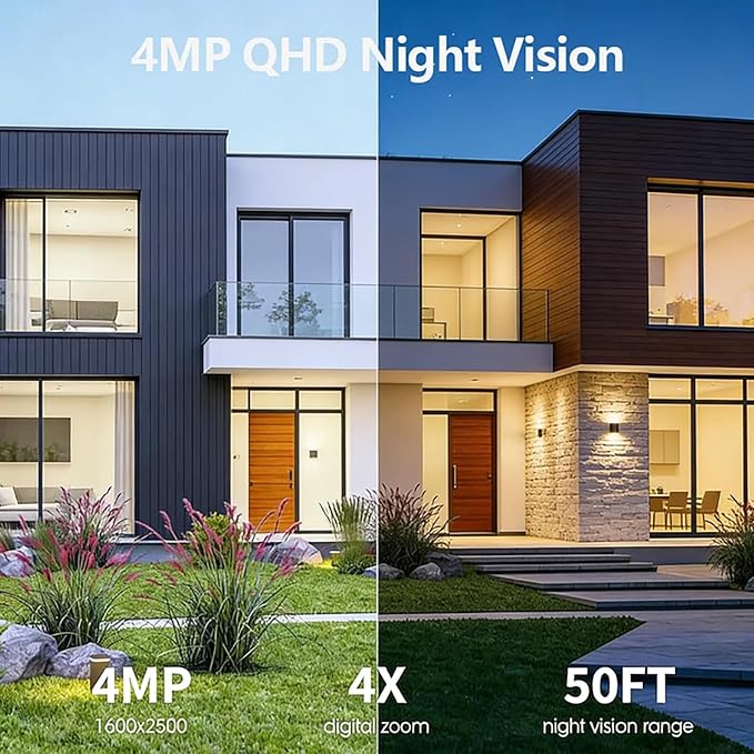 4G LTE Cellular Security Camera Solar Security Cameras Wireless Outdoor No WiFi Security Camera 24/7 Recording,2K Color Night Vision,2-Way Talk,Cloud & SD Card Storage,IP65,Built-in SIM Card