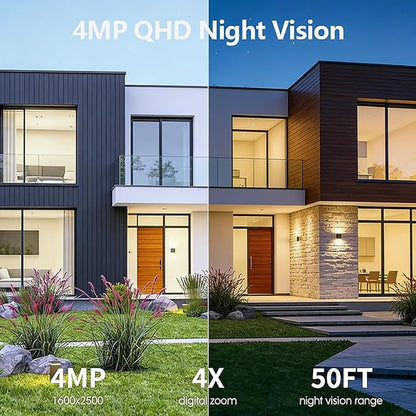 4G LTE Cellular Security Camera Solar Security Cameras Wireless Outdoor No WiFi Security Camera 24/7 Recording,2K Color Night Vision,2-Way Talk,Cloud & SD Card Storage,IP65,Built-in SIM Card