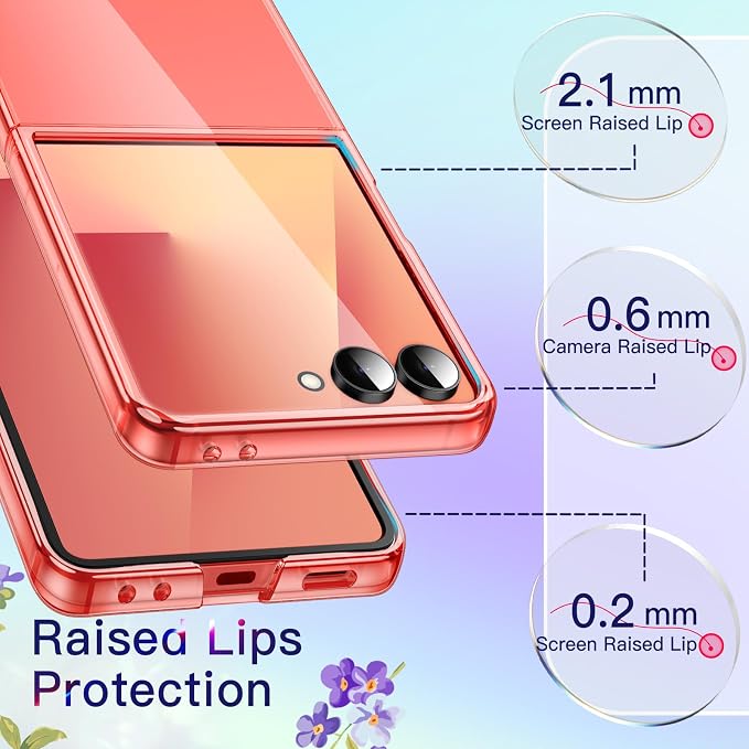 JETech Clear Case for Samsung Galaxy Z Flip 7, Coralred | Crystal Clear Back, Hard PC Construction, Slim Fit, Shockproof Protection