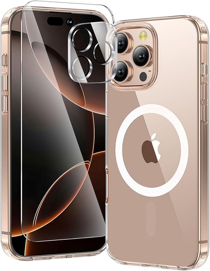 3 in 1 for iPhone 16 Pro Case Clear with MagSafe, Not Yellowing, Screen Protector*1 Camera Lens Protector*1, Military-Grade Protection for iPhone 16 Pro Phone Case 6.3 inch Clear
