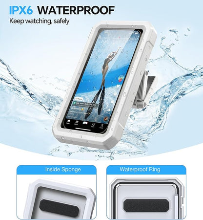 Shower Phone Holder Waterproof【IPX6】480° Rotation Shower Case Accessories, Anti-Fog High Sensitivity waterproof phone holder for Bathroom Wall Mount for iPhone 17 16 PM, S25 Ultra, 4-7" Phone