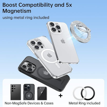 Syncwire Magnetic Phone Grip for MagSafe, Sparkle Ring Holder, Rotatable Kickstand Bling Ring Stand Removable MagSafe Accessories for iPhone 17 Pro Max 16 15 14 13, Android, Samsung etc.