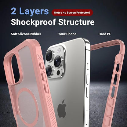jaroco Magnetic for iPhone 16 Pro Max Case, [Compatible with MagSafe][Military Grade Drop Protection][Heavy Duty Protection][Non-Slip][Shockproof] 2-Layer Durable Bumper Phone Case 6.9''-Pink