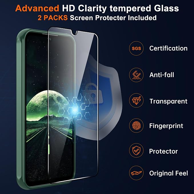 Pilaru for Samsung Galaxy A15 Case [Compatible with Magsafe] Translucent Matte Magnetic Phone Case,Slim Thin Duty Shockproof Protection Cover with 2pc Tempered Glass Screen Protector for A15-Green