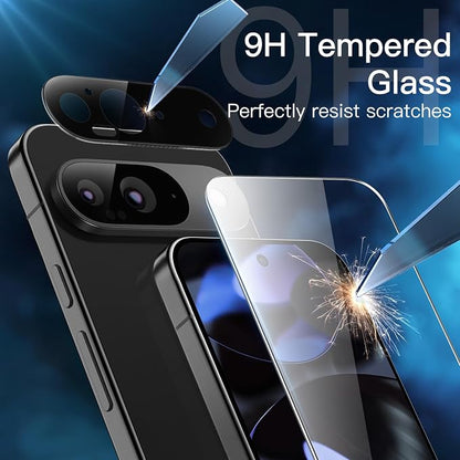 JETech Screen Protector for Google Pixel 9, 2+2 Pack | with Camera Lens Protector, HD Clear Tempered Glass, Anti-Scratch Protection, Easy Installation Tool
