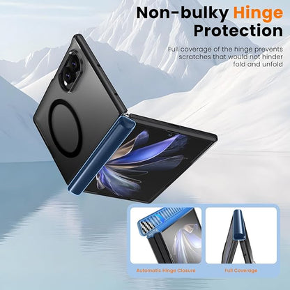 WRJ for Samsung Galaxy Z Fold 8 Case,Buit-in Screen Protector,Black | Fit for Magsafe,Full Hinge Protection,Military Grade Drop Protection,Magnetic Slim Anti-Fingerprints Shockproof Phone Case