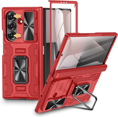 VEGO for Samsung Z-Fold 7 Case with Rotating Stand&Slide Camera Cover Red | Z Fold 7 Case with Screen Protector & Hinge Protecion Anti-Drop Shockproof Kickstand Case for Samsung Galaxy Fold 7